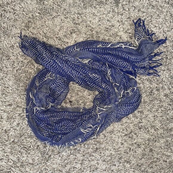 J Crew Beachy Wrap Scarf Blue & Beige - Picture 2 of 10